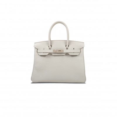 HERMES BIRKIN 30 TOGO PURE WHITE COWHIDE HANDBAG BK3080TCSS (30*23*15cm)